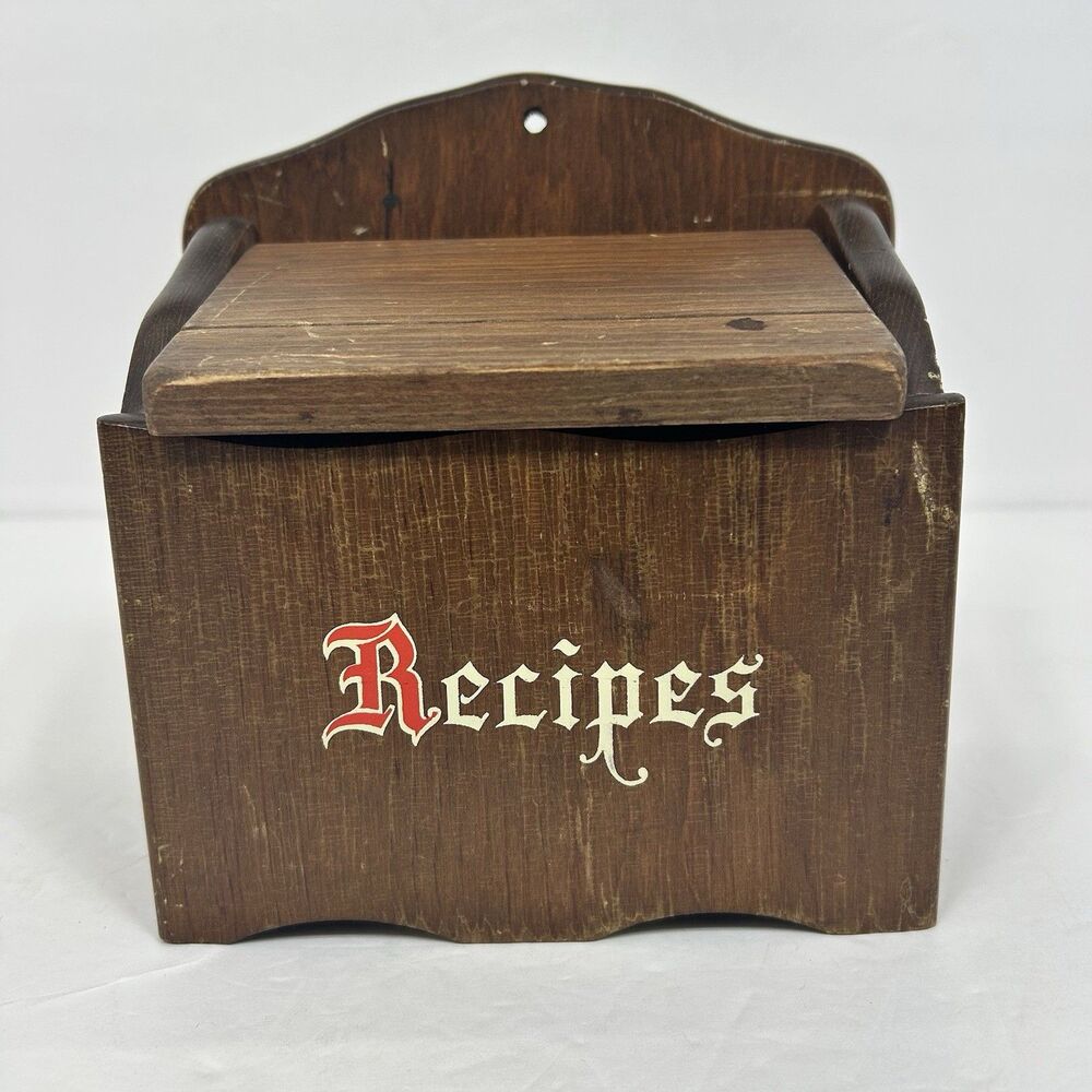 VTG Cornwall Wood Products So Paris ME Recipe Box Hang Counter Display